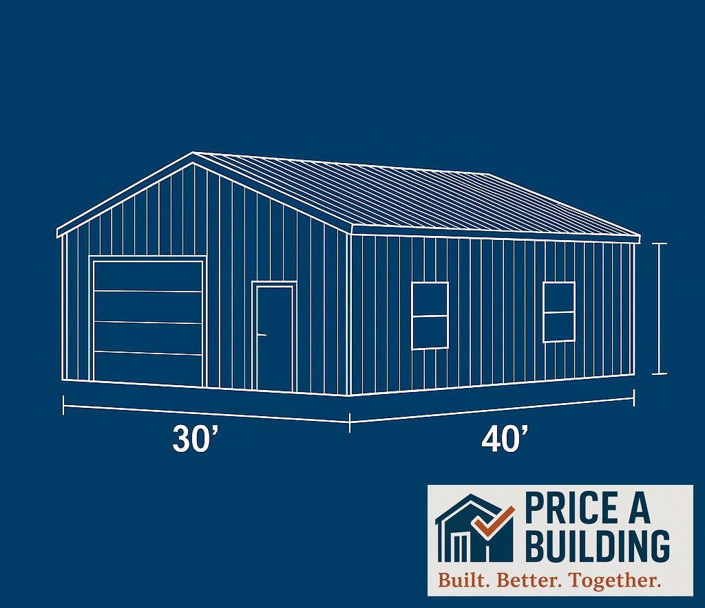 30x40 Steel Building Visual Rendering
