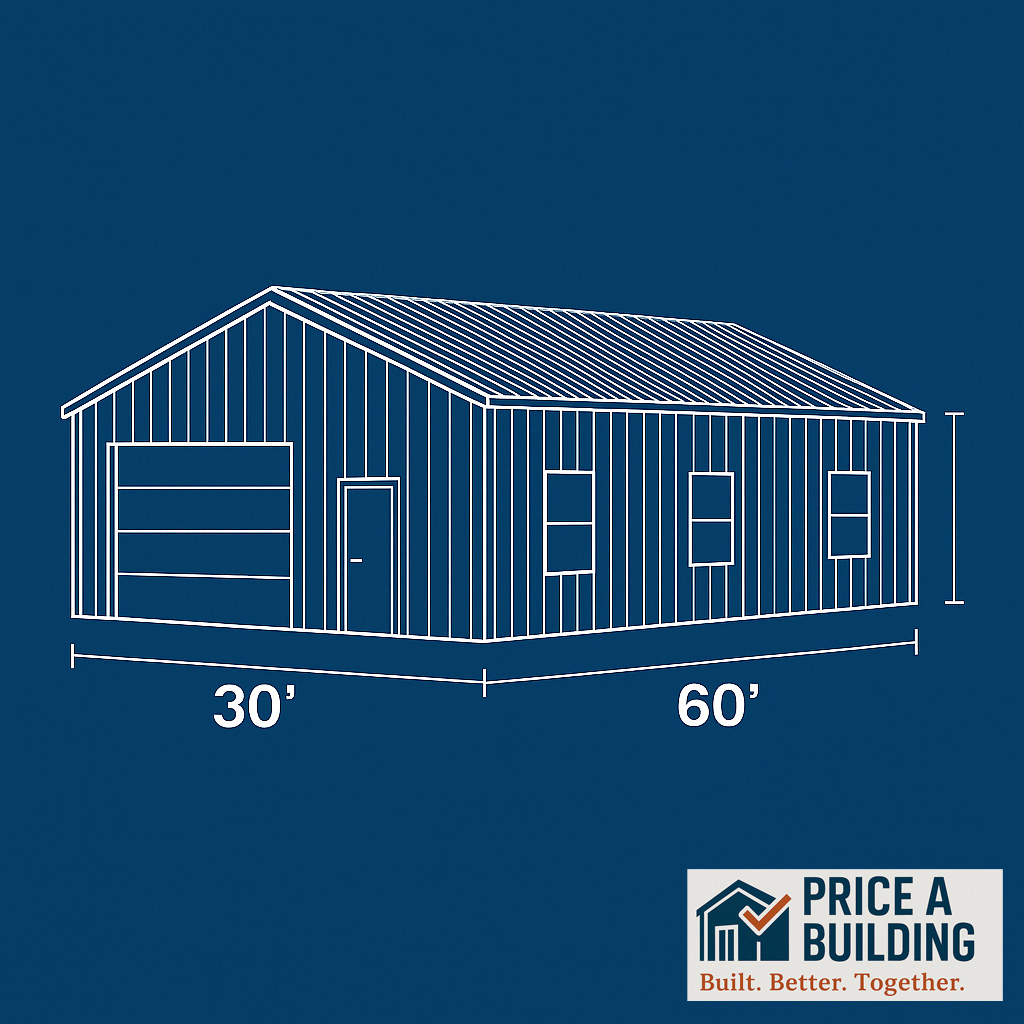 30x60 Steel Building Rendering